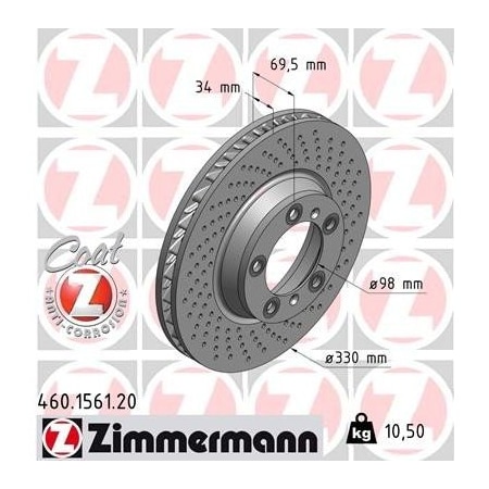 Zimmermann Front Brake Rotor, 460156120 460156120